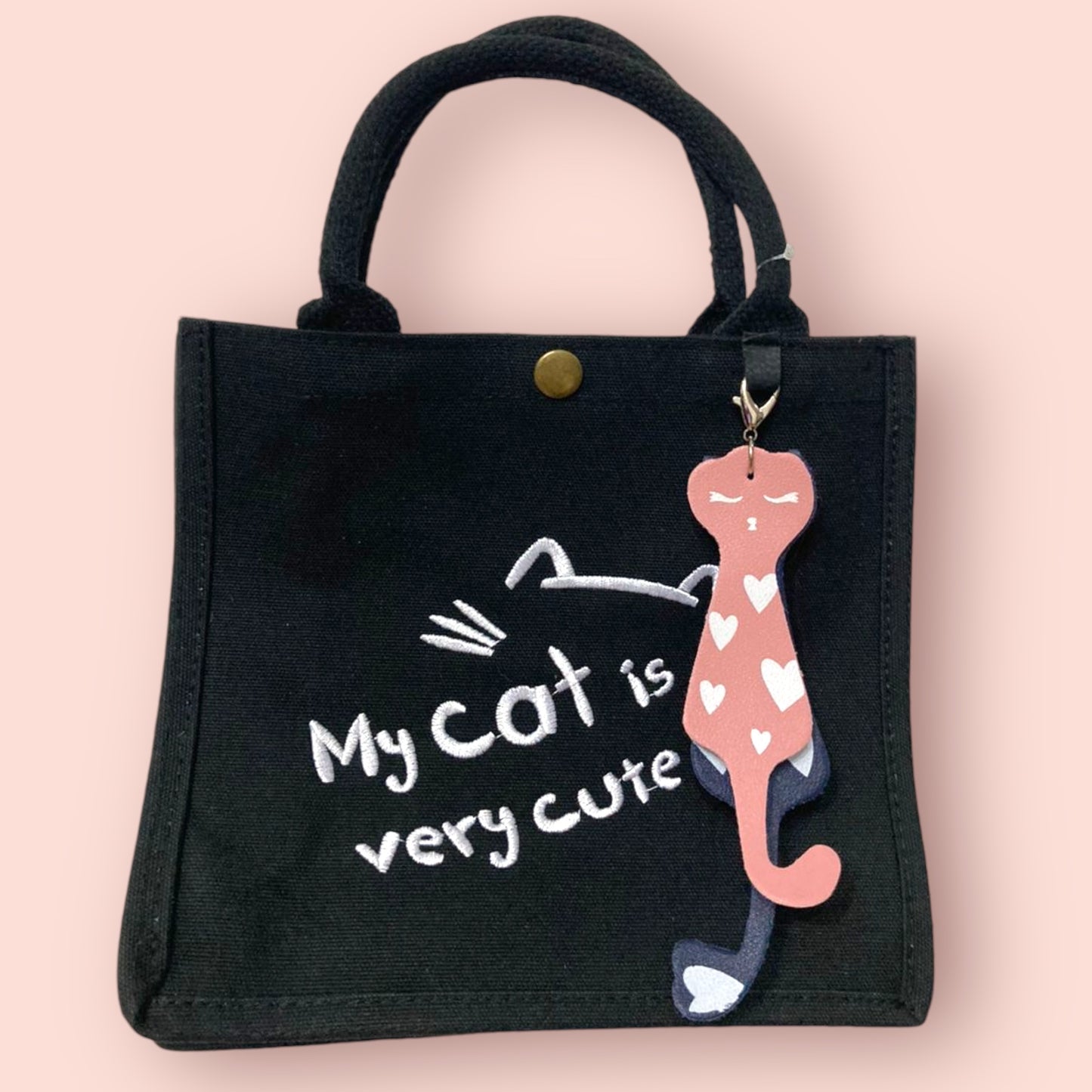 LONCHERA CON DISEÑO DE GATO BORDADA