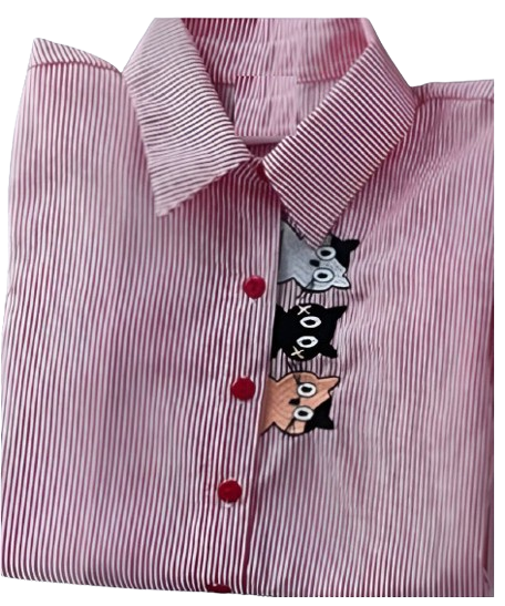 CAMISA DE MUJER DISEÑO BORDADO DE GATO