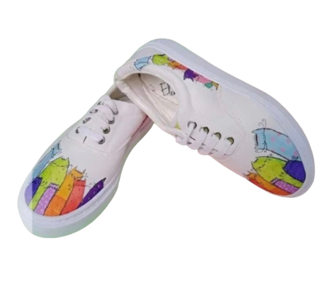 ZAPATOS DEPORTIVOS CASUALES CON DISEÑO DE GATOS